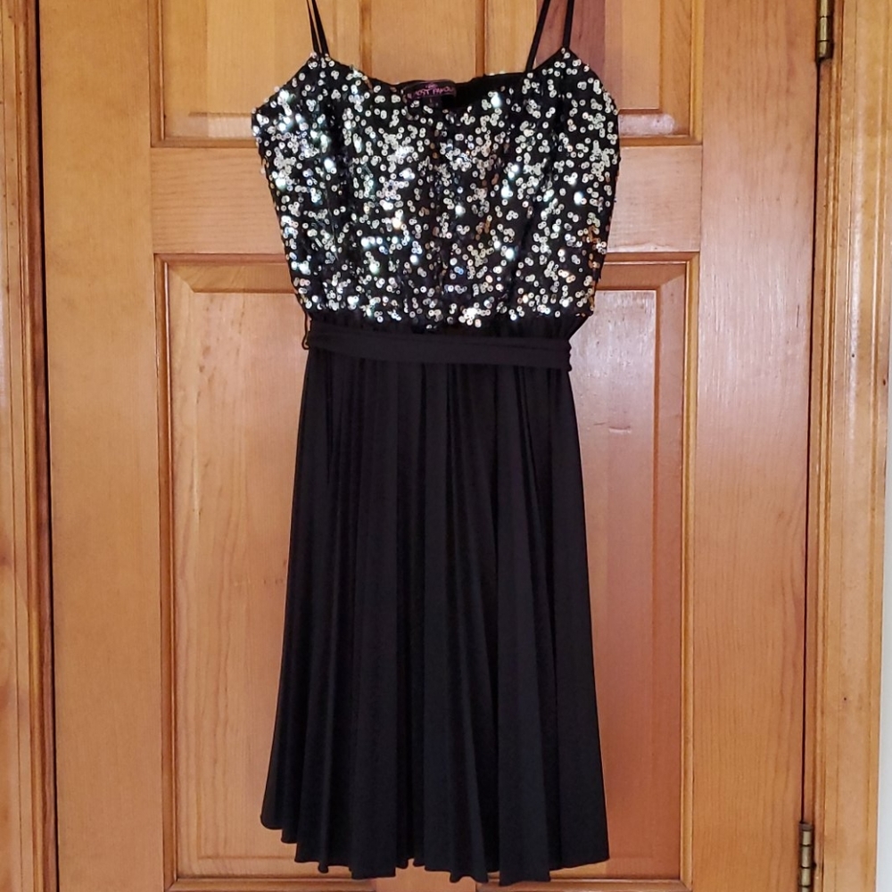 Black Strapless Sequin Dress